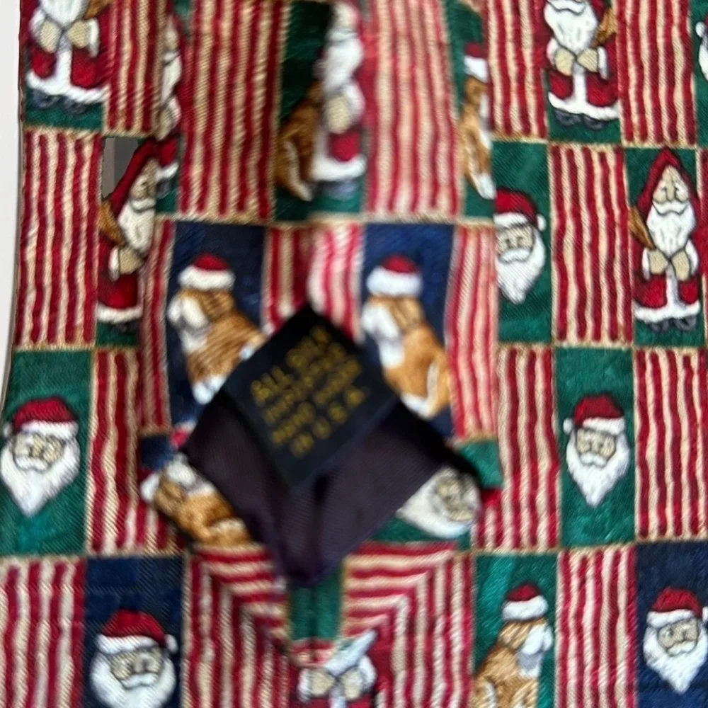 Mens Christmas/Holiday Silk Tie -Handmade Santa & Dog Bostonian Ltd Penn State